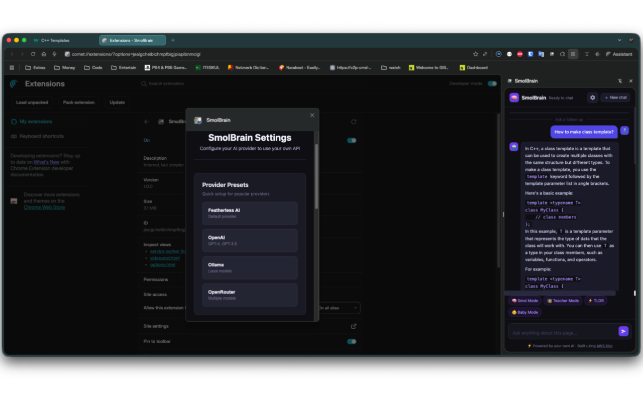 SmolBrain Extension Screenshot 3