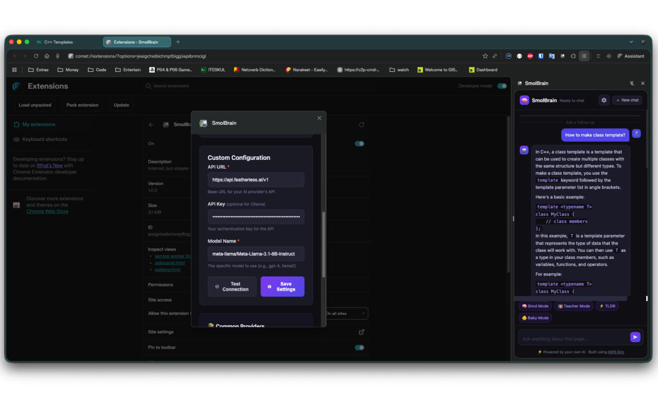 SmolBrain Extension Screenshot 4